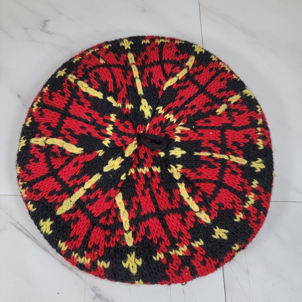 Vintage 70s Pendleton All Wool Red Knitted French Beret Cap‎ Hat
